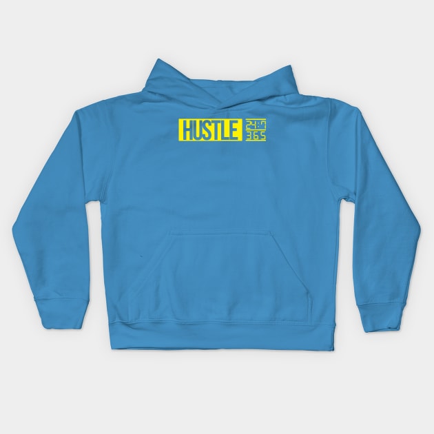 Hustle Time (yellow txt) Kids Hoodie by artofplo